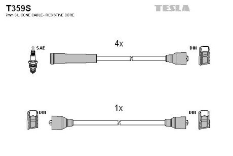 Провід свічкові 2121-21213 карб (+ провід котушки) (силікон) TESLA T359S