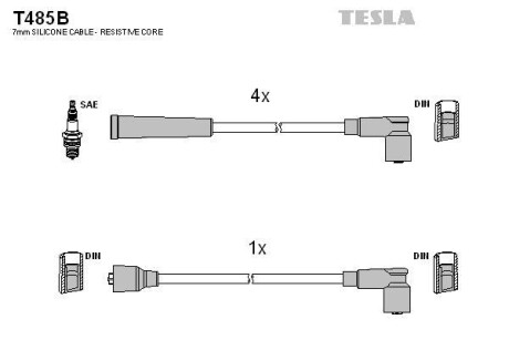 Фото комплект кабелiв запалювання TESLA T485B Комплект кабелiв запалювання TESLA T485B