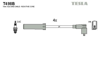 Провід високовольтний, комплект Citroen Jumper I/ Fiat Ducato (94-) 2.0i BLATNA TESLA T498B