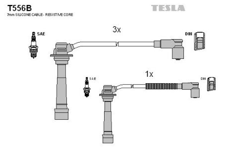 Фото комплект кабелiв запалювання TESLA T556B Комплект кабелiв запалювання TESLA T556B