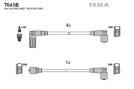Фото комплект кабелiв запалювання TESLA T645B Комплект кабелiв запалювання TESLA T645B