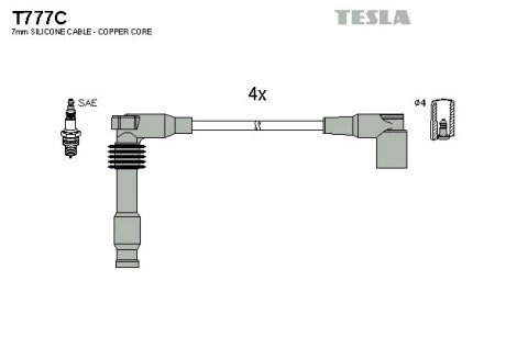 Провід свічкові Лачетти 1,8 (силікон) TESLA T777C (фото 1)