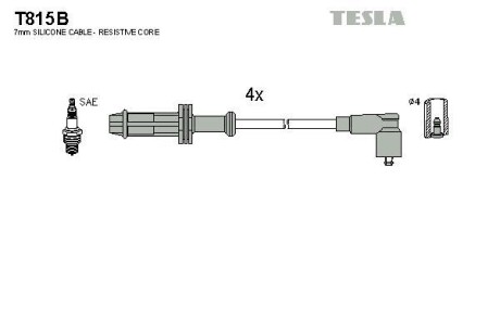 Провода высоковольтные (к-кт) CITROEN BERLINGO (96-11) 1.1, 1.4i B TESLA T815B