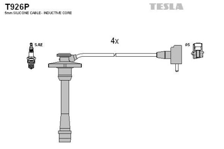 Фото комплект кабелiв запалювання TESLA T926P Комплект кабелiв запалювання TESLA T926P