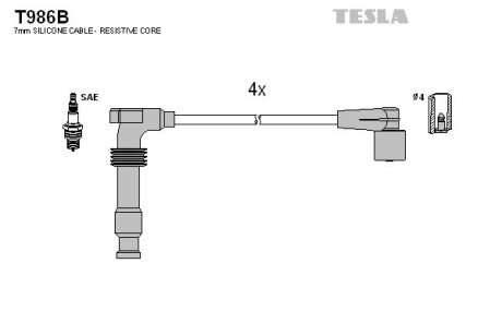 Комплект кабелiв запалювання TESLA T986B