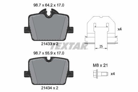 Колодки гальмівні (задні) BMW 3 (G20/G21/G80/G81)/Z4 (G29) 18-/4 (G22/G82) 20-(з датчиком) (Trw) Q+ TEXTAR 2143301