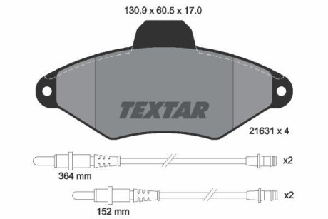 Комплект гальмівних колодок TEXTAR 2163102