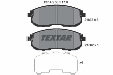 Комплект гальмівних колодок TEXTAR 2163301