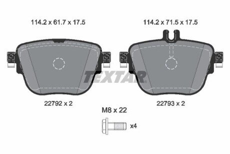 Колодки гальмівні (задні) MB E-class (W213/S213) 16- (TRW) Q+ TEXTAR 2279201