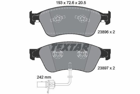 Колодки гальмівні (передні) VW Phaeton 04-16/ Audi A6/A8 04-11 (Ate-Teves) (з датчиком) TEXTAR 2389601