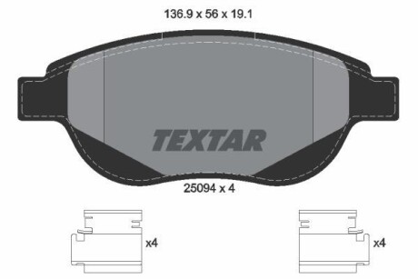 Комплект гальмівних колодок TEXTAR 2509401