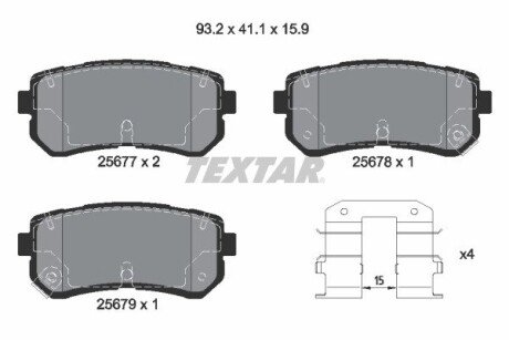 Гальмівні колодки HYUNDAI/KIA Creta/IX20/Kona/Sonata/Optima/Soul "R "10>> TEXTAR 2567701