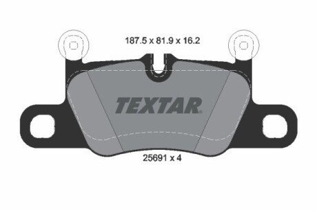 Колодки гальмівні (задні) Porsche 911 12-/Cayenne Coupe 19- (Brembo) (з балансиром) TEXTAR 2569101