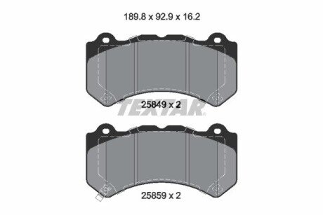 Колодки гальмівні (передні) Jeep Grand Cherokee 10- (Brembo) TEXTAR 2584901