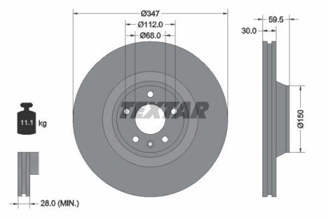 Диск гальмівний (передній) Audi A6 04-11 (347х30) PRO+ TEXTAR 92132405