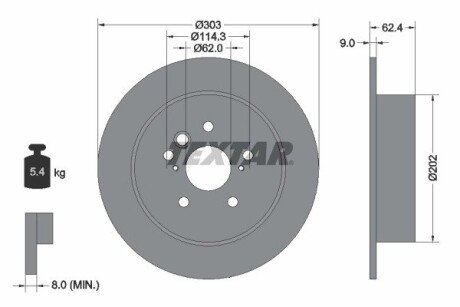 Диск гальмівний TOYOTA Rav4 "R D=303mm "00>> TEXTAR 92144103