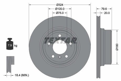 Диск гальмівний BMW X5(E53) "R D=324mm "01>> TEXTAR 92146303