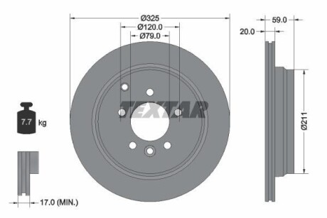 Диск гальмівний (задній) Land Rover Discovery III/IV 04-/Range Rover Sport 05-13 (325x20) PRO TEXTAR 92147603