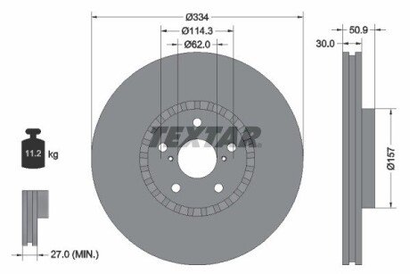 Диск гальмівний LEXUS GS300/430/460 "FL D=334mm "05>> TEXTAR 92147903