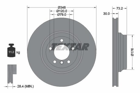 Диск гальмівний (передній) BMW 3 (E90-E92)/ X1 (E84) 04-15 (348x30) PRO+ TEXTAR 92155305