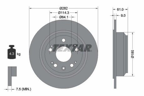 A_Диск гальмівний HONDA Accord "R D=282mm "03-08 TEXTAR 92165803