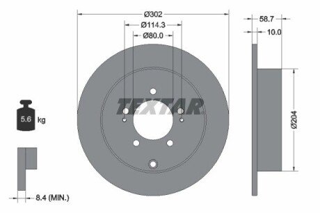 Диск гальмівний MITSUBISHI/PEUGEOT Lancer EVO/Outlander II/4007 "R D=302mm "05>> TEXTAR 92167003