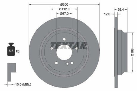 Диск гальмівний (задній) MB S-class (W221) 2.1D-5.5 05-13 (300x12) PRO TEXTAR 92176503