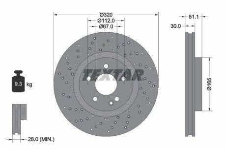 Диск гальмівний MERCEDES A(W176)/ B(W246)/GLA(X156) "F D=320mm "12>> TEXTAR 92262105