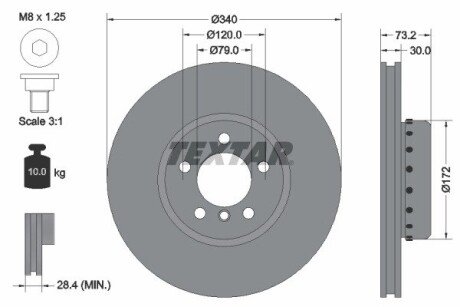 Диск гальмівний (передній) BMW 1 (F20/F21)/ 3 (F30/F31)/ 4 (F36) 11- (340x30) PRO+ TEXTAR 92264925