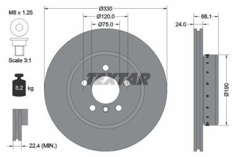 Диск гальмівний (передній) BMW 5 (F10/F11/F18) 10- (330x24) PRO+ TEXTAR 92265825 (фото 1)