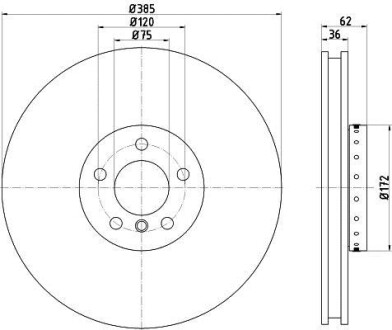 Диск гальмівний (передній) BMW X5/X6 06- (385x36) (L) PRO+ TEXTAR 92266425