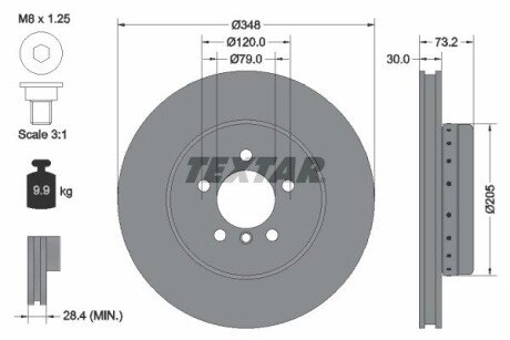 Диск гальмівний BMW Z4 Roadster (E89) "F D=348mm "09-16 TEXTAR 92266825