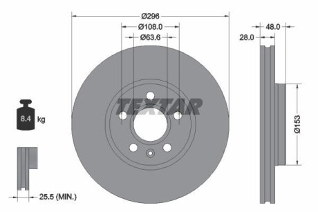 Диск гальмівний (передній) Volvo S60 III/S90 II/V60 II/V90 II-III 18- (296x28) PRO+ TEXTAR 92287505