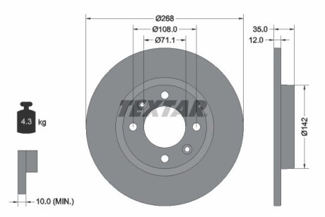 Гальмівний диск TEXTAR 92325903