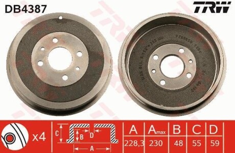 Гальмівний барабан TRW DB4387