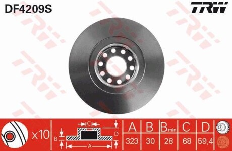 Гальмівний диск TRW DF4209S