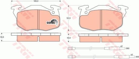 Комплект гальмівних колодок TRW GDB1033