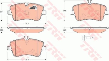 Комплект гальмівних колодок TRW GDB1514