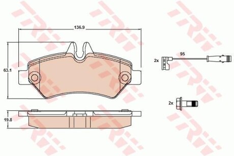 Комплект гальмівних колодок TRW GDB2076