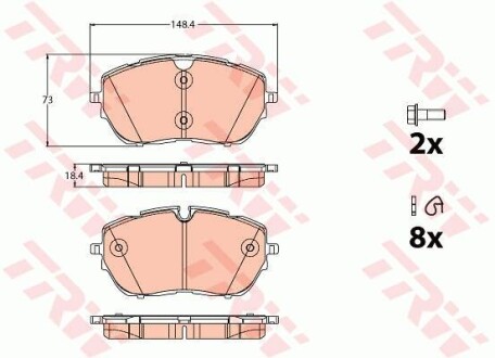 Гальмівні колодки дискові PEUGEOT 308/508 "F "13>> TRW ="GDB2121"