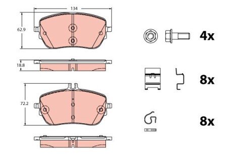 Гальмівні колодки дискові MERCEDES A/B/CLA/GLA \'\'F \'\'18>> TRW GDB2330