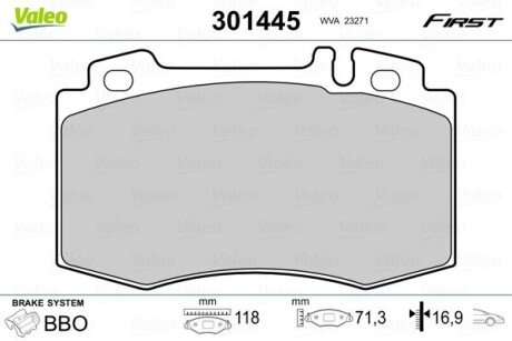 Гальмівні колодки дискові MERCEDES M-Class/S-Class/SL "2,7-6,0 "F "92-06 Valeo 301445