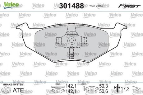 Гальмівні колодки дискові VAG Arosa/Fabia/Fox/Polo "1,0-1,9 "F "94>> Valeo 301488