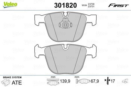 Гальмівні колодки дискові BMW 1/3/5/6/7/X5/X6 "3,0-6,0 "R "01>> Valeo 301820 (фото 1)