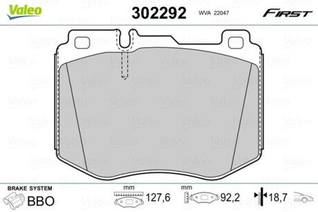 Гальмівні колодки дискові MERCEDES C-Class/CLS/E-Class/GLC "F "13>> Valeo 302292