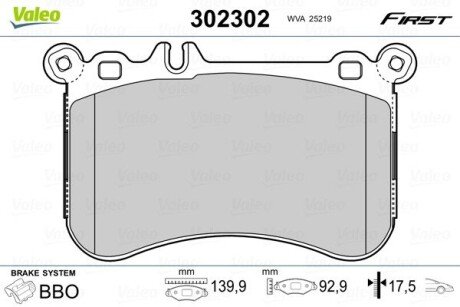 Гальмівні колодки дискові MERCEDES CLS/E-Class/S-Class/SLK/SLC "F "11>> Valeo 302302 (фото 1)