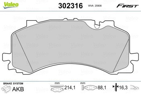 Гальмівні колодки дискові VAG Q7/Touareg/A6/S6/A7 "2,0-4,0 "F "15>> Valeo 302316