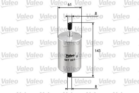 Фільтр паливний CITROEN Berlingo/C-Elysee/C15/C2/C3/Evasion/Jumpy/Saxo/Xantia "1,0-2,9 "88>> Valeo ="587001"