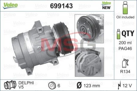 Компресор кондицiонера RENAULT Megane/Scenic/Master/Trafic Valeo 699143