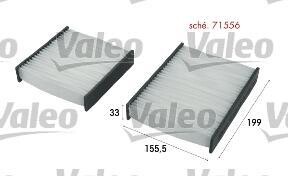 Фільтр салону CITROEN/DS/PEUGEOT DS3/DS/207 "1,0-1,6 "06>> Valeo ="715556"